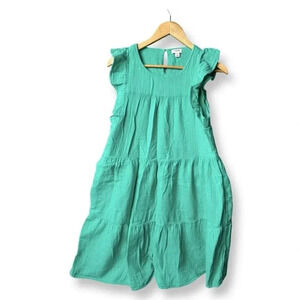 J Crew Dress Womens Size 4  Green Gauze Cotton Factory